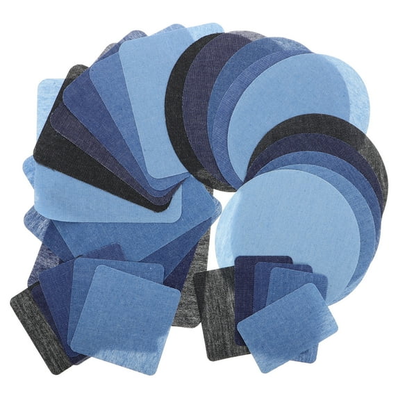 OUNONA 30-Pack Assorted Denim Iron-On Patches for Clothes, Fabric Repair and Decoration, Cuttable and Patch Set