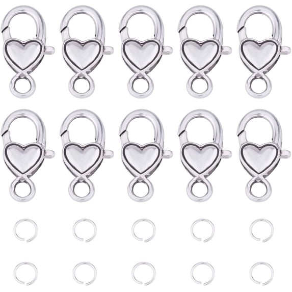 2 Sterling Silver Heart Lobster Claw Clasps - .925 Silver, 11mm, For Necklaces & Bracelets, Jewelry Making