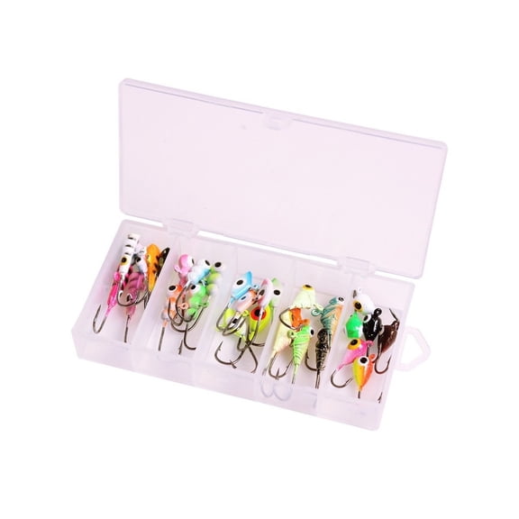 30pcs Jig Hook Set with Barbed Construction and Small Weighted Head for Ice Fishing and Light Tackle Use