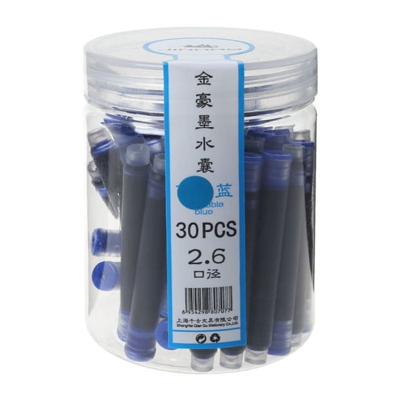 30pcs Jinhao Universal Black Blue Fountain Pen Ink Sac Cartridges 2.6mm Refills