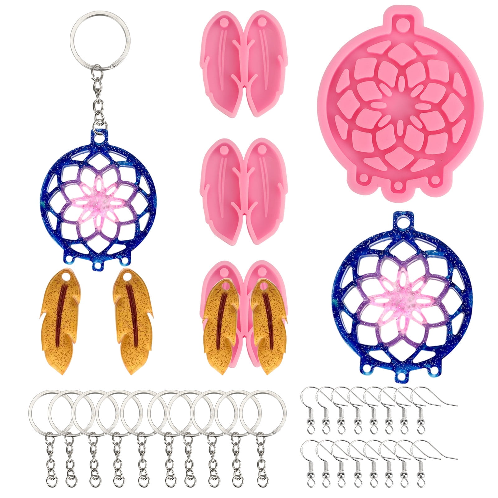 Voaesdk Resin Jewelry Molds, Punk Geometric Style Pendant Silicone Epoxy  Molds with Hanging Hole for DIY Resin Pendants Earring Necklace Keychain  and
