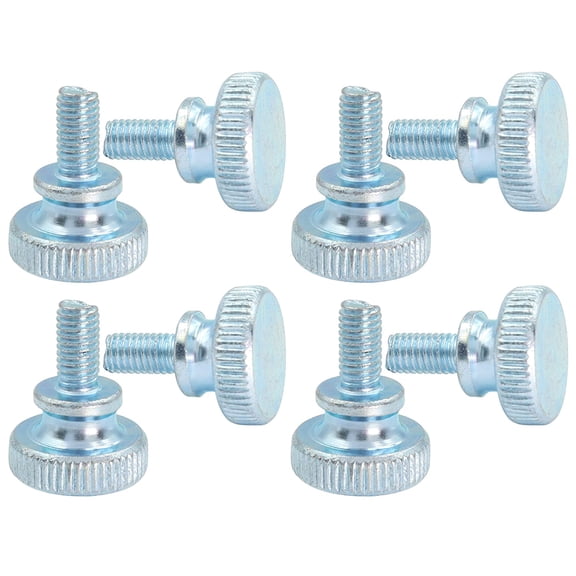 30pcs Knurled Thumb Screws, M5 x 10mm Flat Knurled Head Fully Threaded, Carbon Steel Galvanized (Double Layer Step)