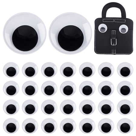 30pcs Large Wiggle Eyes 2 Inch Eyes Giant Plastic Wiggle Eyes with Self Adhesive Flat Round Stickers Eyes Black White Craft Eyes