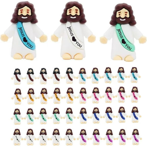 30pcs Little Jesus Figures Easter Egg Stuffers Mini Jesus Figures Hide and Seek Religious Party Favors Sunday School Baptism Gifts (30pcs-10colors)