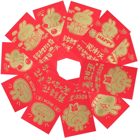 TABLZONE 30-Pack Red Envelopes with Design for Chinese New Year, Lunar New Year Money Envelopes