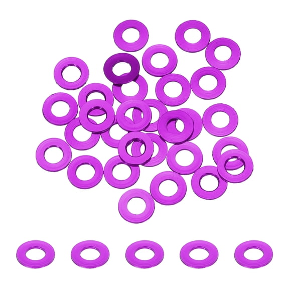 30pcs M3 Flat Washer Aluminum Gasket Anodized Countersunk Washer,Hole Dia 3mm/0.12 Round Washers,(Purple)