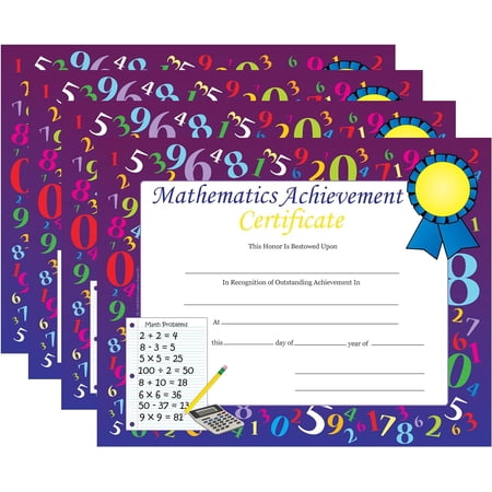 30pcs Mathematics Achievement Recognition Certificates 11inx8.5in Colorful Award Certificate for Kids Student Graduations Moving Up Ceremonies Achievement Days Banquets Academic Competitions Made