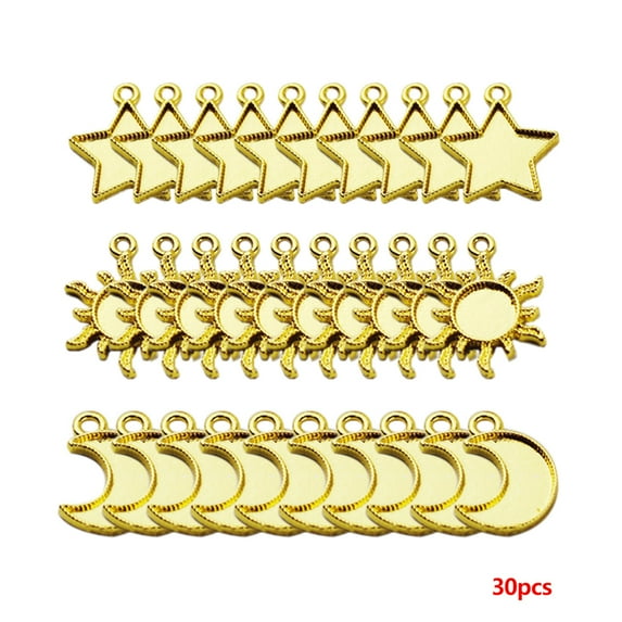 30pcs Metal Frame Star Moon Sun Pendant Open Bezel Setting Cabochon UV Resin Charm Jewelry Making Casting Craft DIY