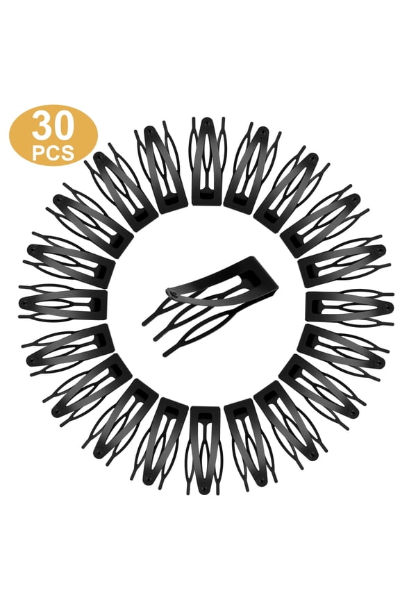 30pcs Metal Snap Hair Clips, EEEkit Double Grip Hair Barrettes, Hair Comb Clips for Women Girls, Black