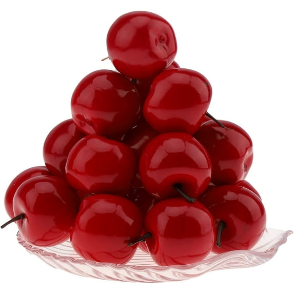 30pcs Mini Artificial Fruit Fake Small Red Apples Christmas Decoration Realistic Lifelike Simulation Apples for Home Party Theme Decor Photography Props