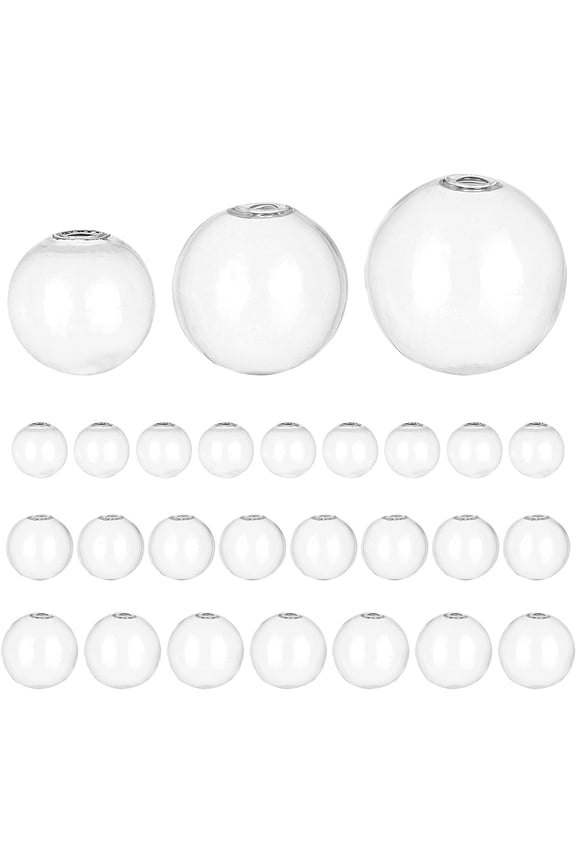 30pcs Mini Glass Globe Bottle Globe Hollow Ball Wish Glass Ball Bottle Crystal Glass Dome Cover Blown Glass Beads for DIY Jewelry Pendant Earring Craft Making 20/25/30mm
