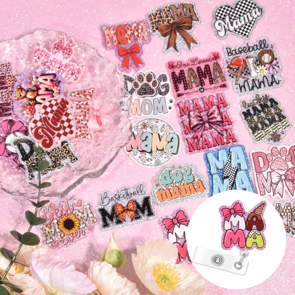 30pcs Mix MAMA Glitter Acrylic Flatback, Resin Acrylic Flatback Scrapbooking Multi Purpose Embellishment DIY Jewelry Accessories