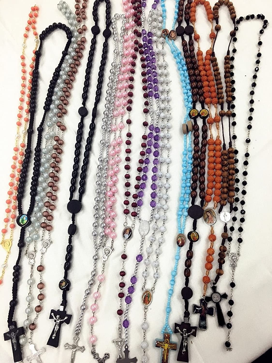 30pcs Mix lot Full Long Rosary Necklace Religious Catholic Crucifix Cross Wholesale lot