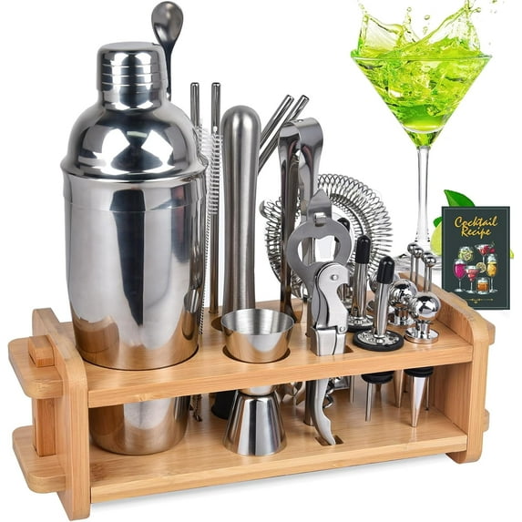 30pcs Mixology Bartender Kit with Stand, Monteka 25oz Bar Set Cocktail Shaker Set, Professional Bartending Kit Home Bar Tools Set Bar Accessories