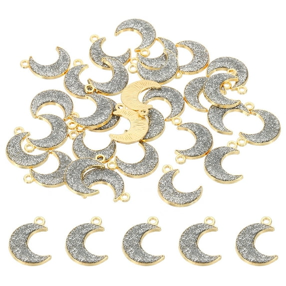 30pcs Moon Charm, Moon Bracelet Charm Pendants Resin Glitters for Jewelry Making Bracelets, Silvery