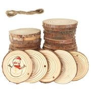 ODOMY 30Pcs Unfinished Natural Round Wood Slices Craft Wood Kit