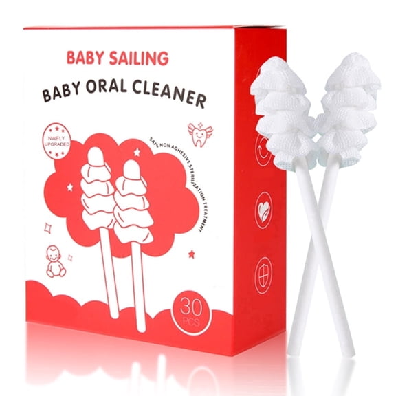 Baby Disposable Oral Cleaning Stick, Soft Tooth Tongue Mouth Gum Clean for Infant, 30 Count, 0-2 Years