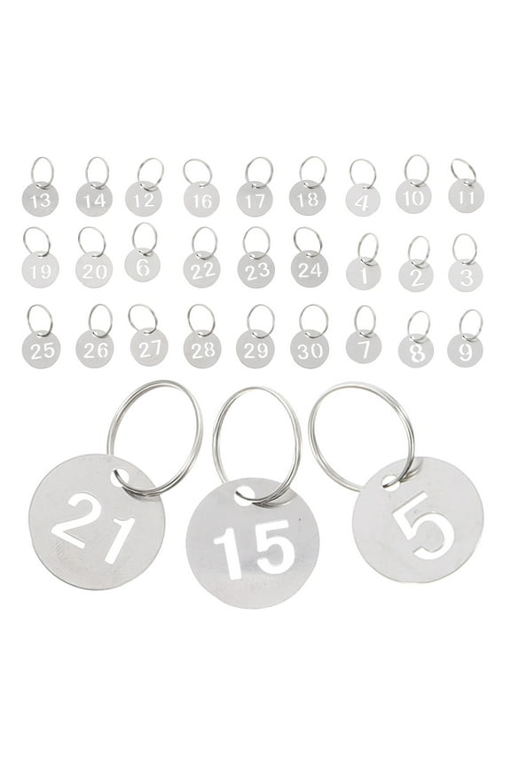 30pcs Number Tag Hanging Round Shaped Number Label Pendant For Keys Keychains Bag  Round Numbered Tags Number Tags Diy Key Tags
