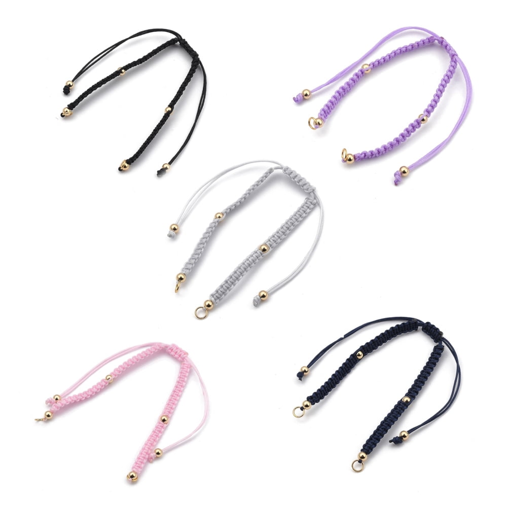 30pcs Nylon Bracelet Making with 304 Stainless Steel Open Jump Rings and Round Brass Beads Golden Mixed color Single Chain Length: about 6-1/8 inch(15.4cm)