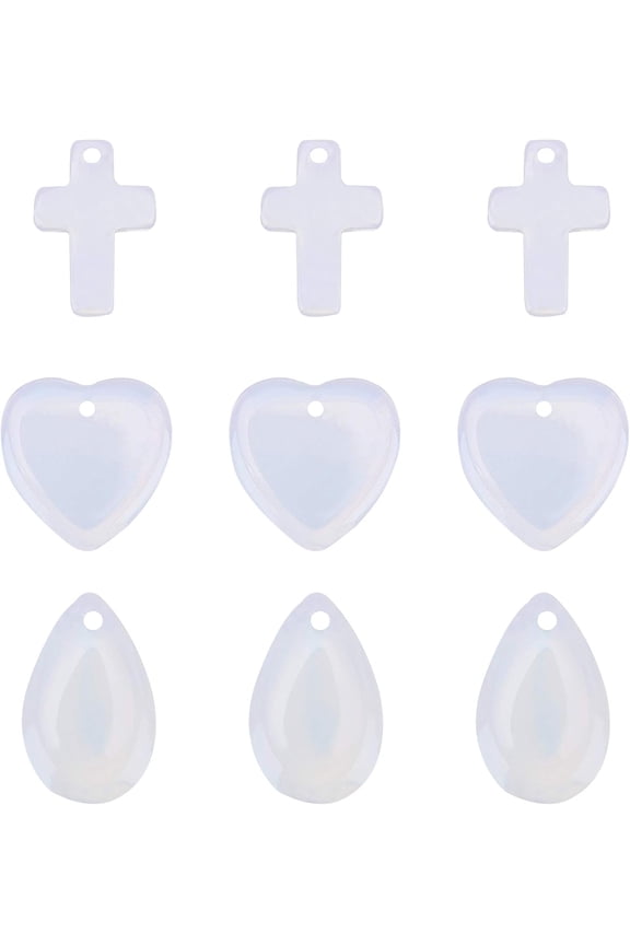 30pcs Opaline Gemstone Pendants 3 Style Dangle Gemstone Charms Heart Agate Stone Charms for Necklace Earring Bracelet Jewelry Making Metal Platinum