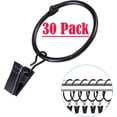 thumbnail image 1 of 30pcs Openable Curtain Ring Stainless Steel Drapery Rings with Clips, Black, 1 of 8