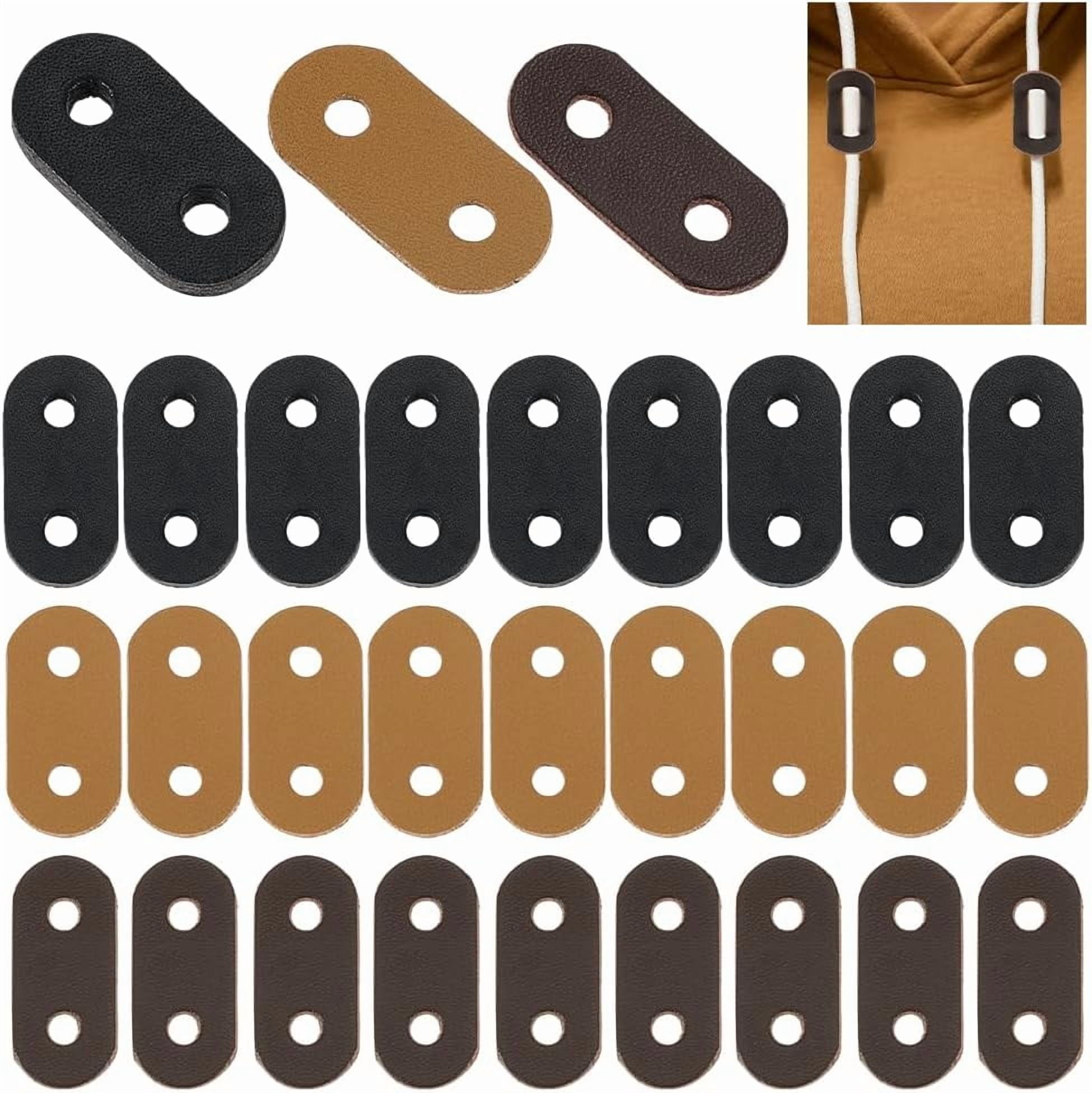 Drawstring Slider 30pcs Oval Leather Slider Buckle Two Hole Cord Locks 3 Colors Leather ...