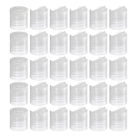 30pcs PP Plastic Disc Top Caps, 18/410 Replacement Press Caps for Squeeze Bottles, Clear