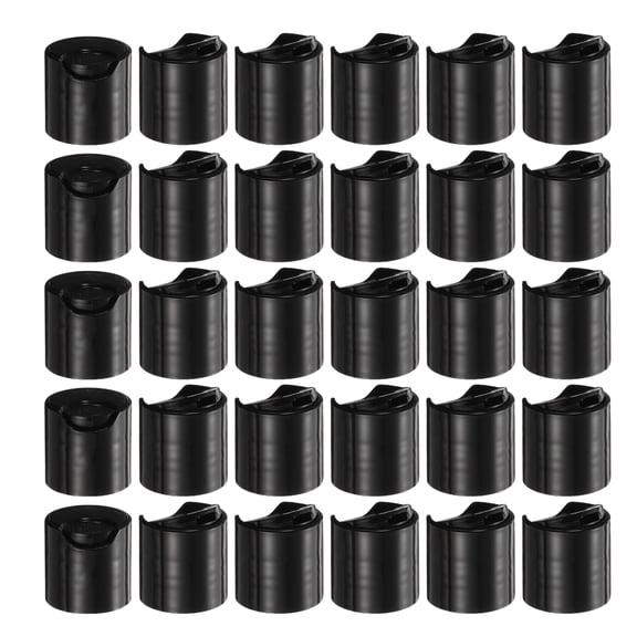 30pcs PP Plastic Disc Top Caps, 24/410 Replacement Press Caps for Squeeze Bottles, Black