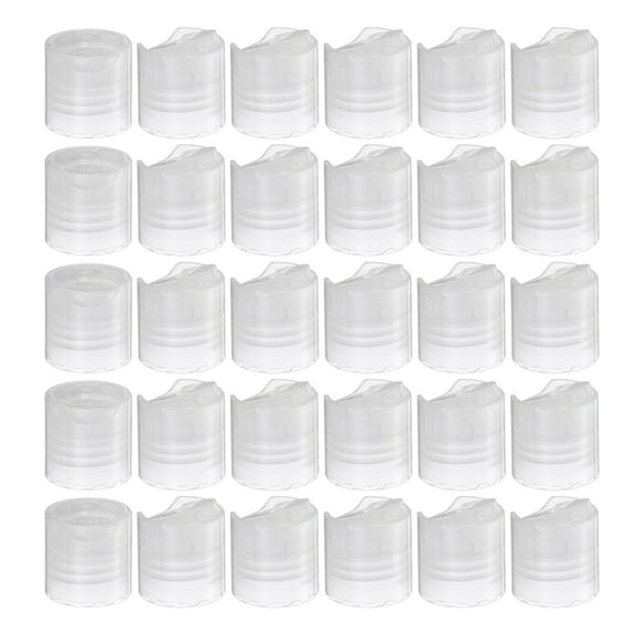 30pcs PP Plastic Disc Top Caps, 24/410 Replacement Press Caps for Squeeze Bottles, Clear