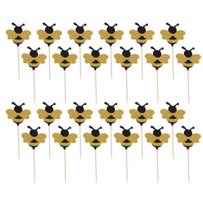 30pcs Paper Cupcake Topper Adorable Bee Cake Pick Dessert Decorative Pick
