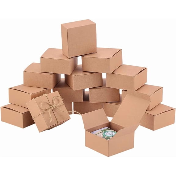 30pcs Paper Folding Box Square Cardboard box Mailing Boxes BurlyWood 8x8x0.4cm