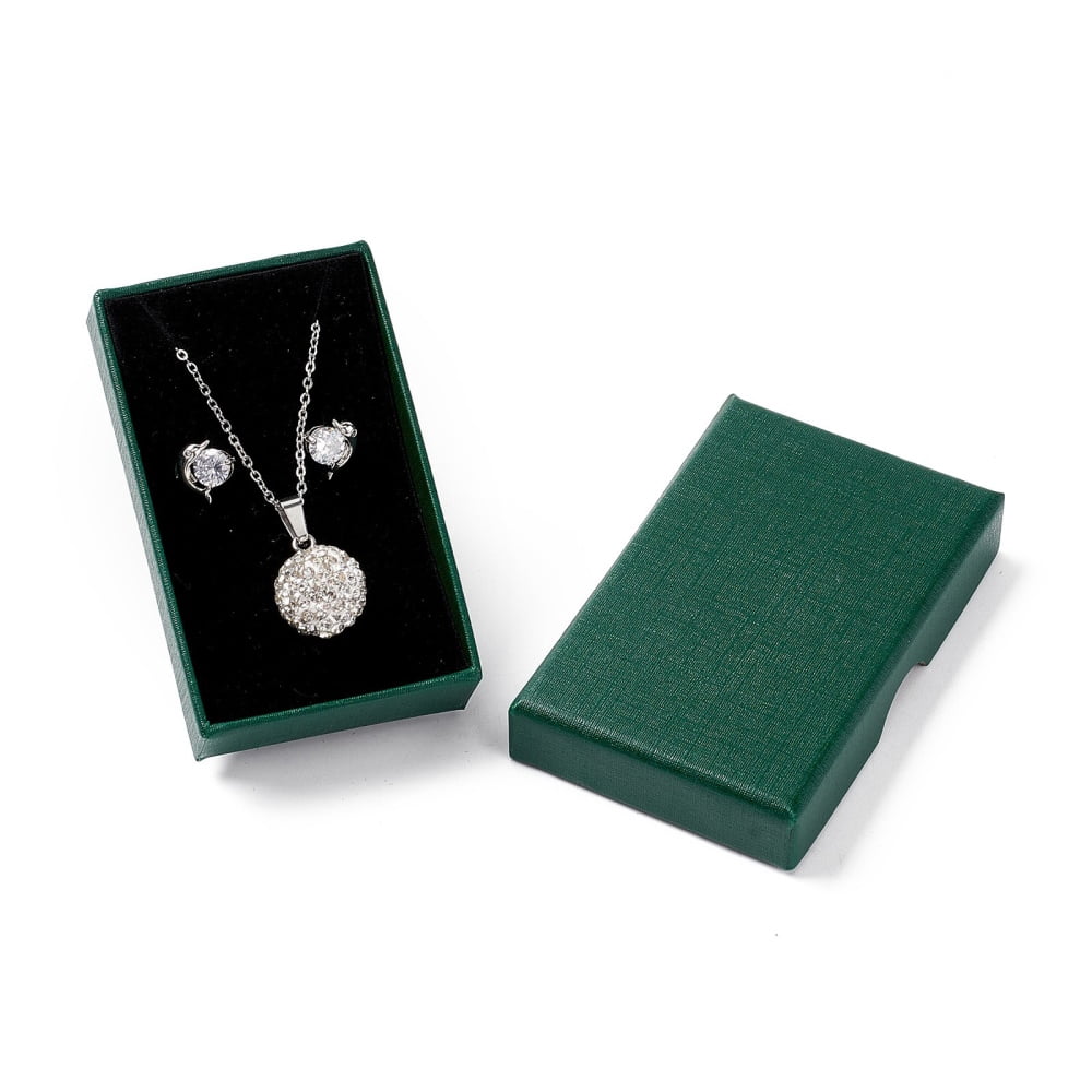 30pcs Paper with Sponge Mat Necklace boxes Rectangle Dark Green 8x5x1 ...