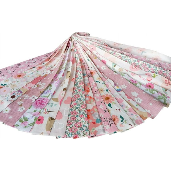 30pcs Pink Jelly Roll Fabric, Roll Up Cotton Fabric Quilting Strips (2.5inch x 45inch), 10 Differents Patterns, Jelly Roll Fabric Strips for Quilting, Patchwork Craft Cotton Quilting Fabric
