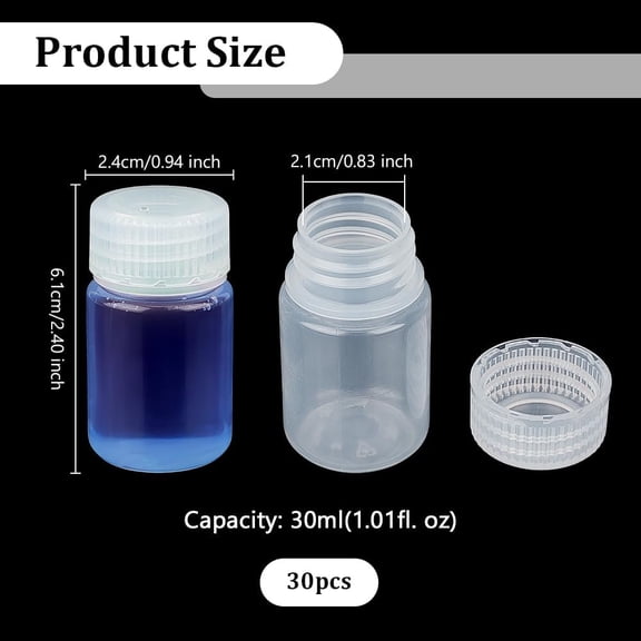30pcs Plastic Empty Refillable Wide-mouth Bottle Travel Bottles Column White 3.4x6.1cm Capacity: 30ml(1.01fl. oz)