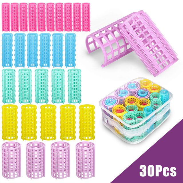 30pcs Plastic Hair Rollers, TSV 5 Sizes Self Grip Hair Curlers, Snap on