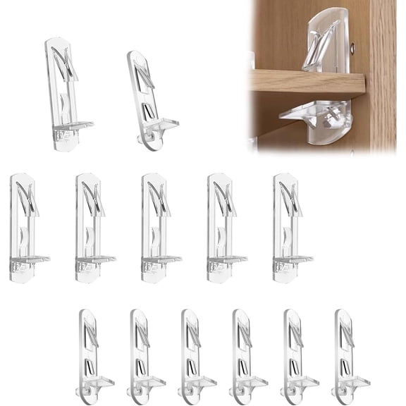 30pcs Plastic Locking Shelf Pins, Self Locking Shelf Support Pegs, Clear Self-Locking Shelf Support Pegs, Self-Locking Bracket Clips for 5/8mm Pin Hole 3/4 Thick Shelves
