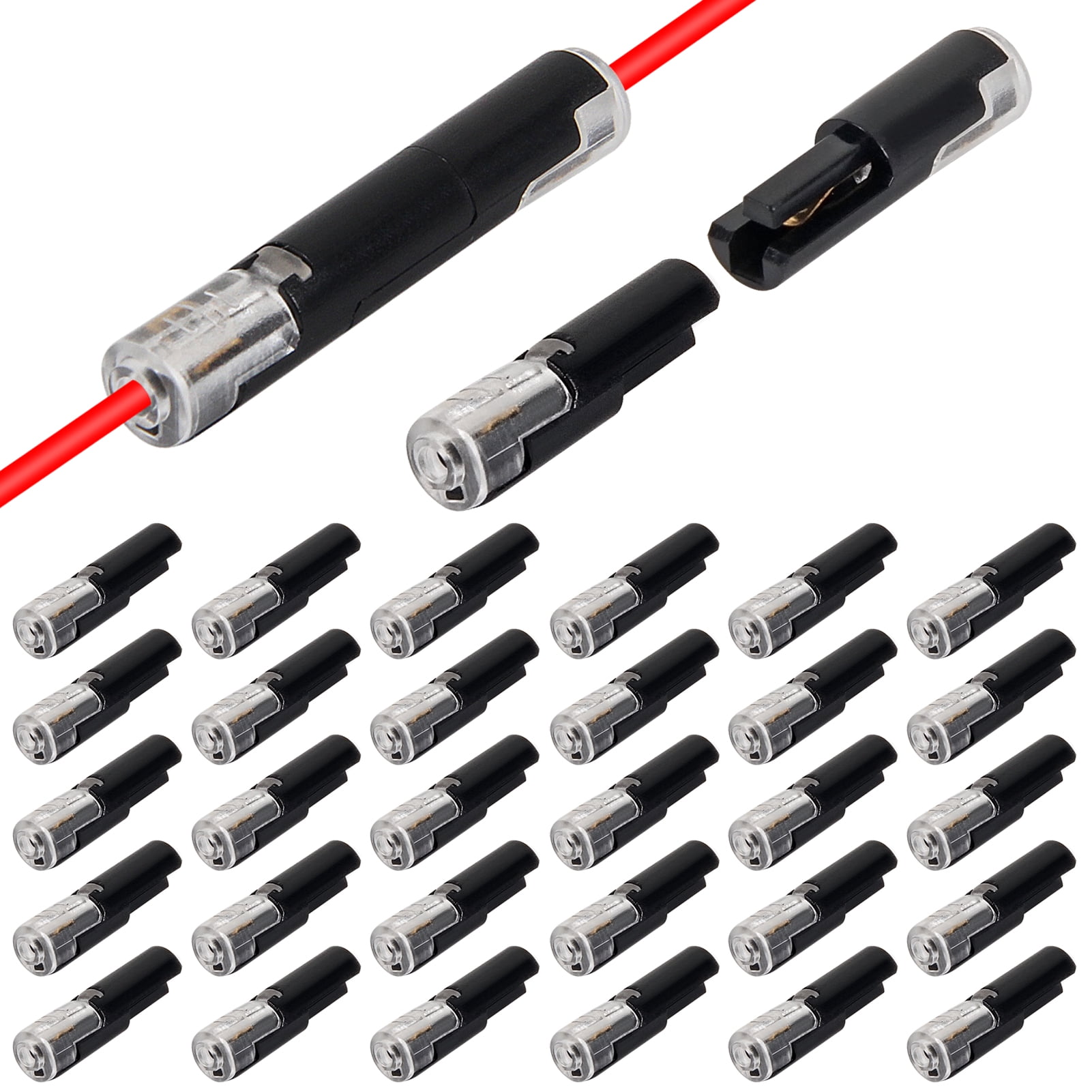 One Wire Connector 30pcs Pluggable LED Wire Connectors, 1-Pin 1-Way Universal Quick Splice ...