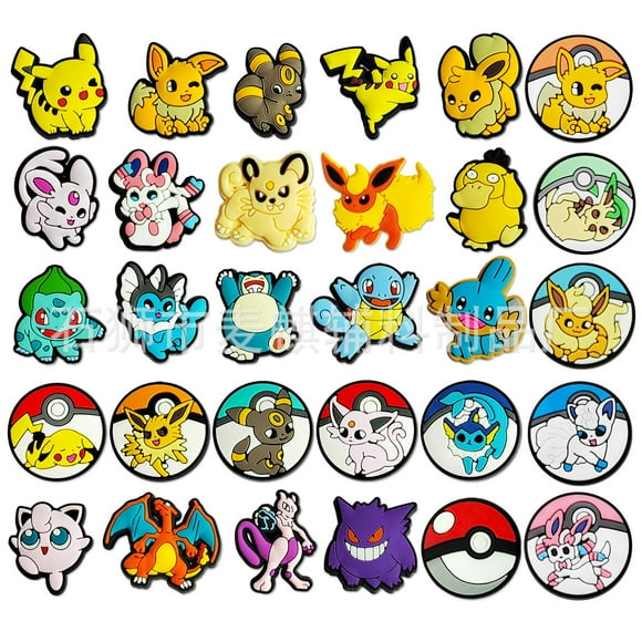 30pcs Pokemon Anime Shoe Charms with Different Shape Fun Charm for Women/Men Fit Sandal
