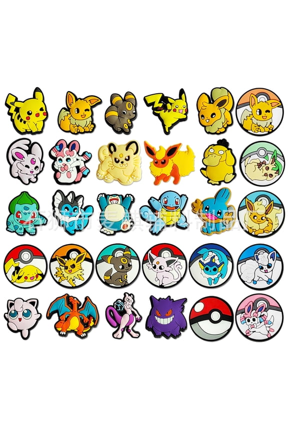 30pcs Pokemon Anime Shoe Charms with Different Shape Fun Charm for Women/Men Fit Sandal