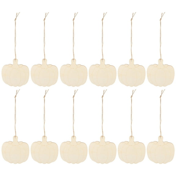 OUNONA 30Pcs Beige Wooden Cutouts Pumpkin Shaped Diy Model Decorative Props Halloween Party