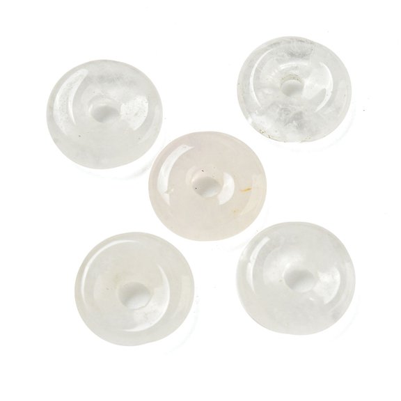 30pcs Quartz Rock Donut/Pi Disc 12~13x3~4mm Hole: 3mm