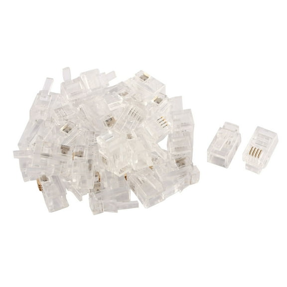 30pcs RJ9 4P4C Modular Plug Telephone Phone Jack Crimping Adapter Connector