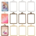 Trivalent Color 30pcs Rectangle Open Bezel Charms 3-Color Alloy Frame Pendants Color ...