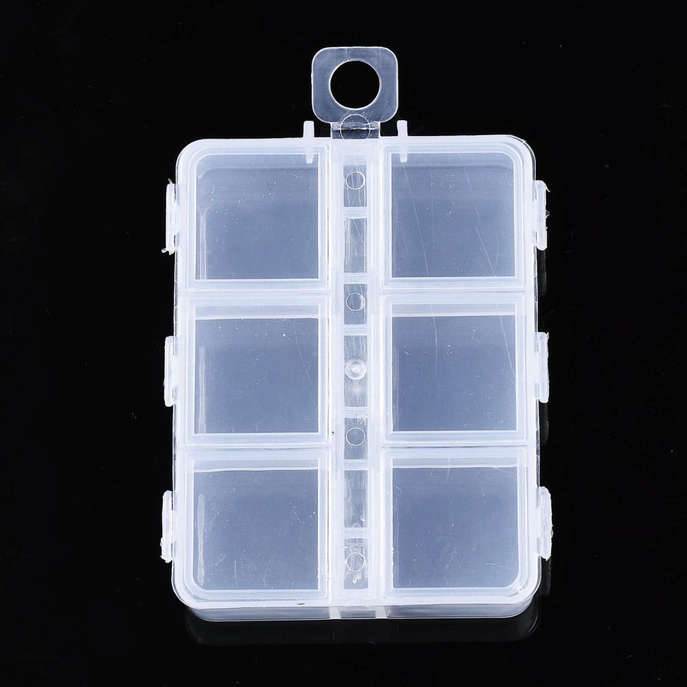 30pcs Rectangle Polypropylene(PP) Bead Storage Container 6 Compartment Organizer boxes with Hinged Lid for Jewelry Small Accessories Clear 8.2x6.3x1.5cm