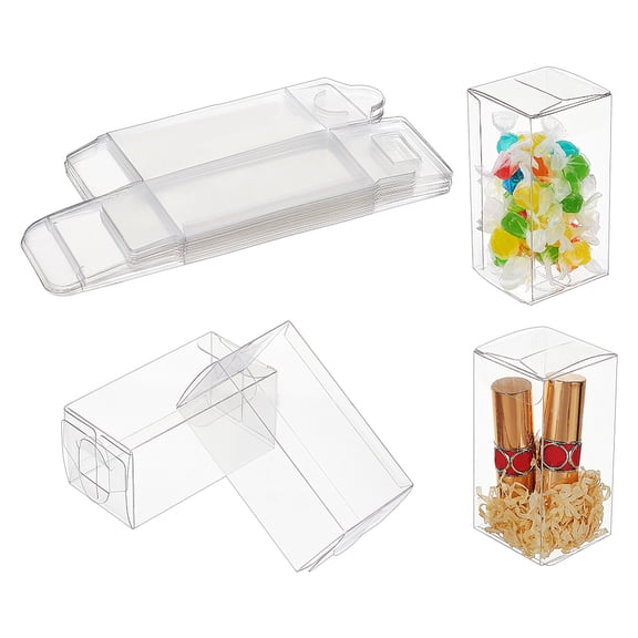 30pcs Rectangle Transparent Plastic PVC box Gift Packaging Waterproof Folding box for Toys Molds Clear box: 5x5x10.1cm