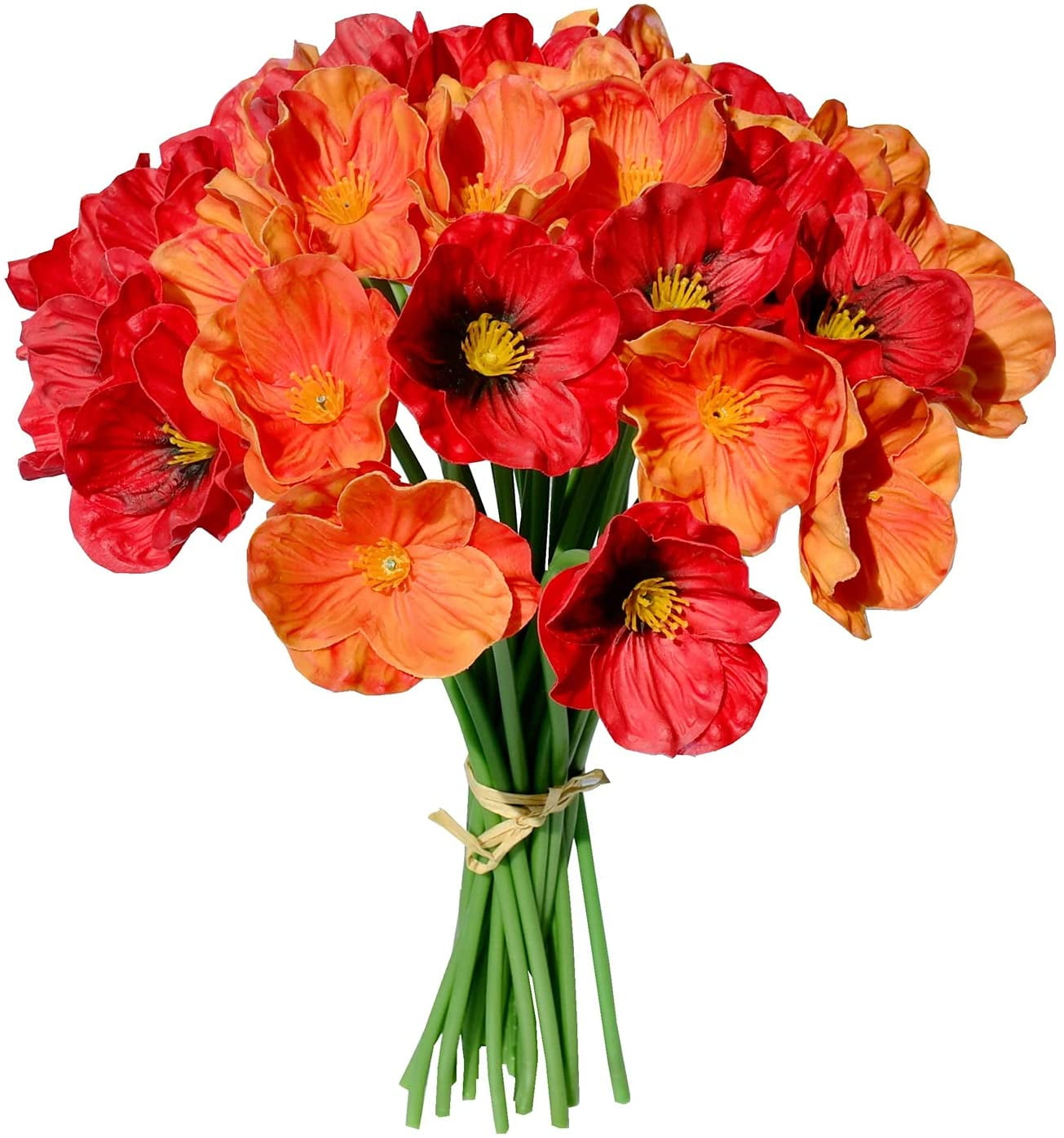 30pcs Red Artificial Poppy Silk Fake Flowers 13" for Mother's Day Easter Memorial Day Veterans Day Home Kitchen Wedding Decorations