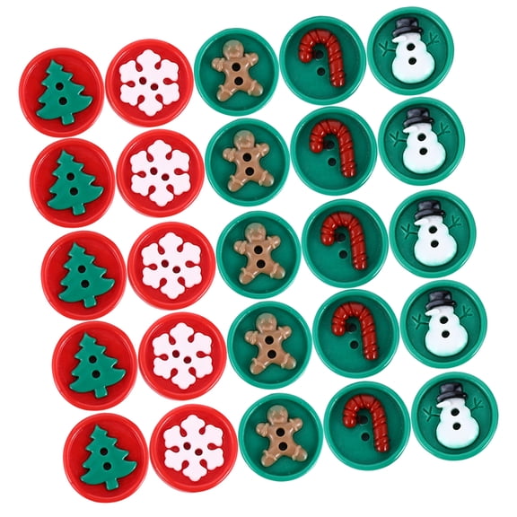 30pcs Resin Cartoon Christmas Buttons Two Holes Resin Diy Handcraft Buttons Sewing Buttons
