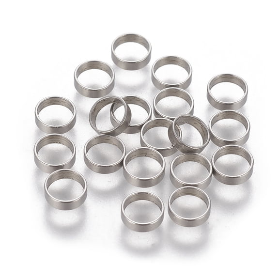 30pcs Resistant 201 Stainless Steel Spacer Beads Flat Round Stainless Steel color 6x1.8mm Hole: 5mm