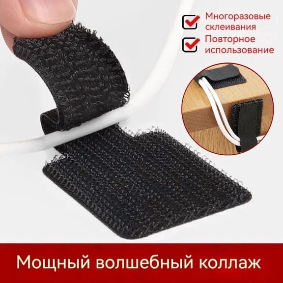 30pcs Reusable Cable Ties Hook and Loop Cord Management Straps for Desktop Wire Organizer Cable Wraps for Computer TV Home Office Storage Solution #001B Black