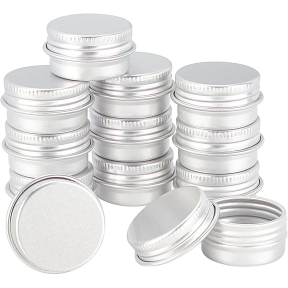30pcs Round Aluminium Tin Cans Aluminium Jar Storage Containers for Cosmetic Candles Candies with Screw Top Lid 2.85x1.6cm Inner Diameter: 22mm Capacity: 5ml.
